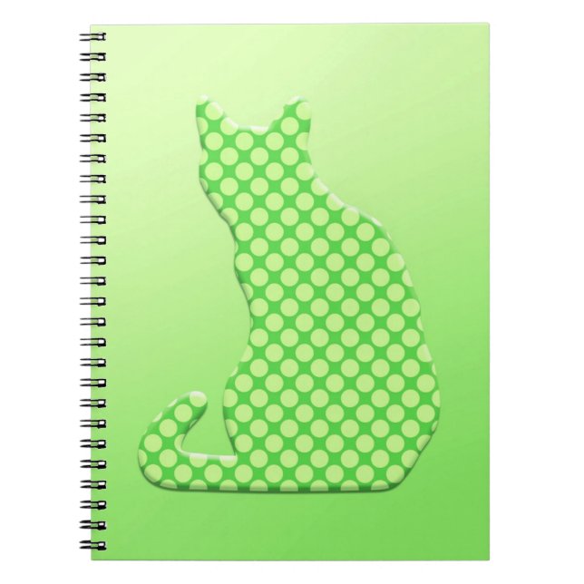 Caderno Espiral Dotty Cat - tons de verde limão (Frente)
