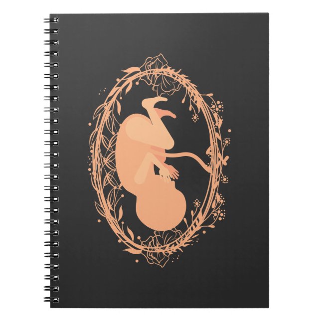 Caderno Espiral Doula Baby Pregnant Floral Doula Parteira Nascimen (Frente)