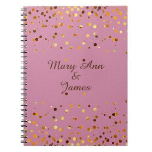 Caderno Espiral Dourada Confetti Glitter Faux Foil artesanato Rosa