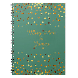 Caderno Espiral Dourada Confetti Glitter Faux Foil Green artesanat