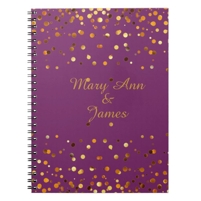 Caderno Espiral Dourada Confetti Glitter Faux Foil Puro artesanato (Frente)