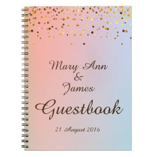 Caderno Espiral Dourada Confetti Glitter Faux Foil Yellow Guest