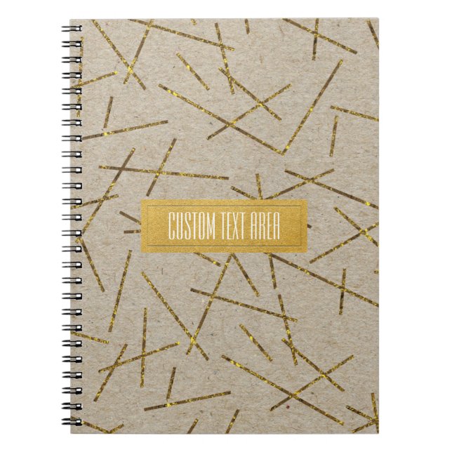 Caderno Espiral Dourada Confetti Sticks Kraft Modern Chic Trendy (Frente)