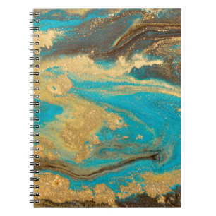 Caderno Espiral Dourada design de textura de marmoreado. Manteiga 