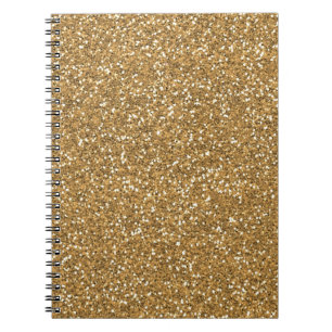 Caderno Espiral Dourada Glam Faux Glitter