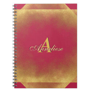 Caderno Espiral Dourada Glitter Viva Magenta Fab Nome Personalizad