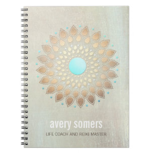 Caderno Espiral Dourada Lotus Yoga e Meditação Professora Bem-Esta