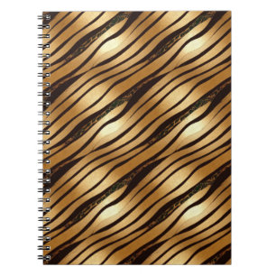 Caderno Espiral Douradas faixas de impressão do leopardo castanho