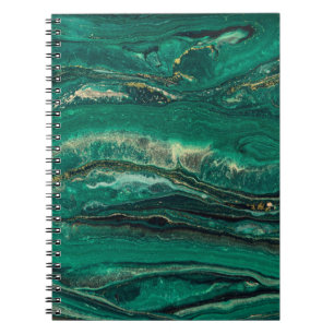 Caderno Espiral Dourado Blue Marbling: Arte Fluida