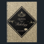 Caderno Espiral Dourado Boné de formatura brilhante, Tiara<br><div class="desc">Boné de formatura brilhante de ouro Elegante e tiara sobre fundo de ouro brilhante.</div>