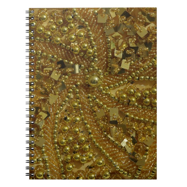 Caderno Espiral Dourado brilho e pérolas (Frente)