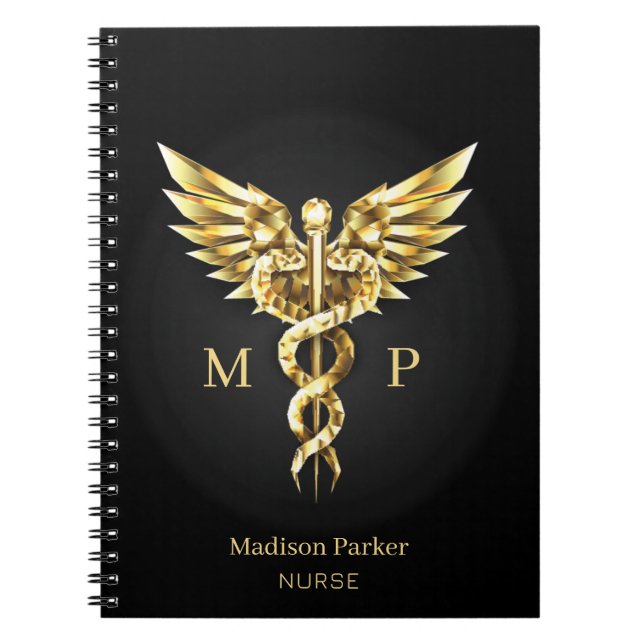 Caderno Espiral Dourado Caduco Poligonal (Frente)
