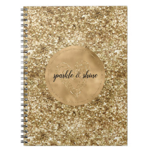 Caderno Espiral Dourado Confetti Glitter Heart