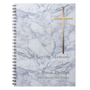 Caderno Espiral Dourado Cross Marble 2 Memorial Funeral Livro