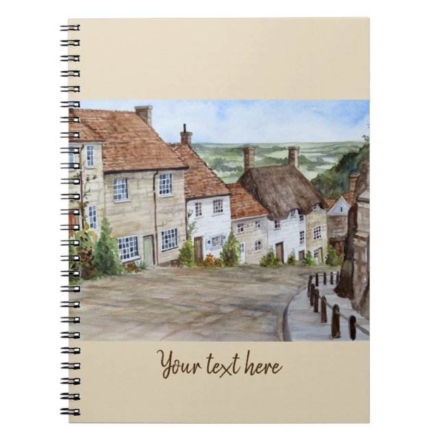 Caderno Espiral Dourado Hill, Shaftesbury, Dorset Watercolor Paint (Frente)