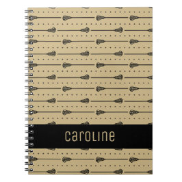 Caderno Espiral Dourado Lacrosse Black Sticks e Linhas Pontas