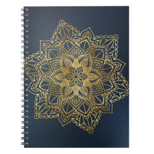 Caderno Espiral Dourado Mandala