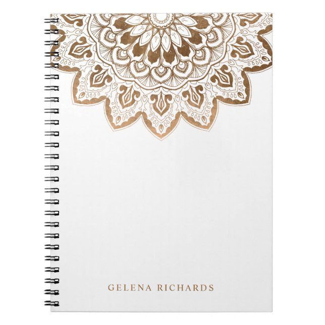 Caderno Espiral Dourado Medallion Shimmer Mandala (Frente)