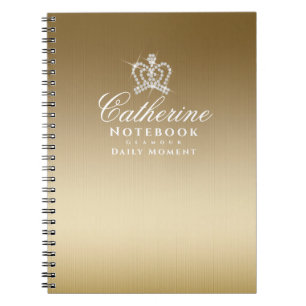 Caderno Espiral Dourado Metálico Coroa