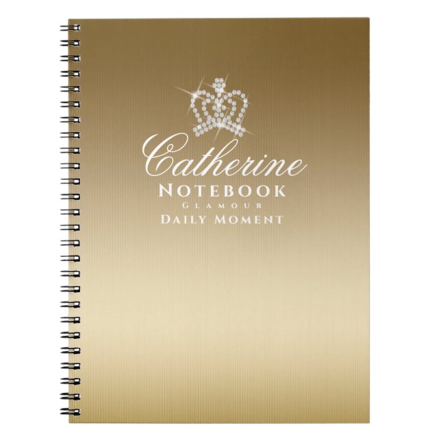 Caderno Espiral Dourado Metálico Coroa (Frente)
