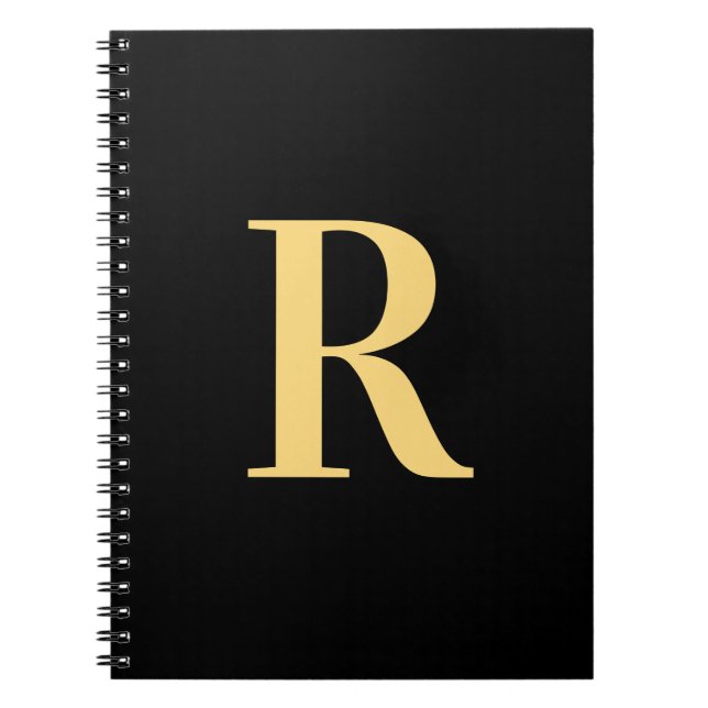Caderno Espiral Dourado mínimo de monograma moderno (Frente)
