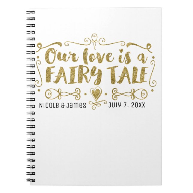Caderno Espiral Dourado O NOSSO AMOR É UM Guestbook FAIRY TALE (Frente)