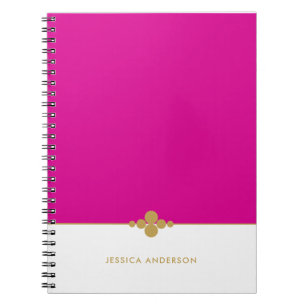 Caderno Espiral Dourado personalizado rosa quente chic