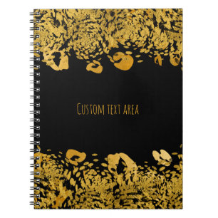 Caderno Espiral Dourado & Preto Exótico Selva Elegante Glam Cheeta