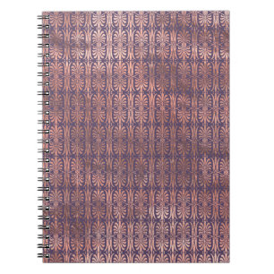 Caderno Espiral Dourado Rosa Glamouroso com Folha e Lavanda Art Dé