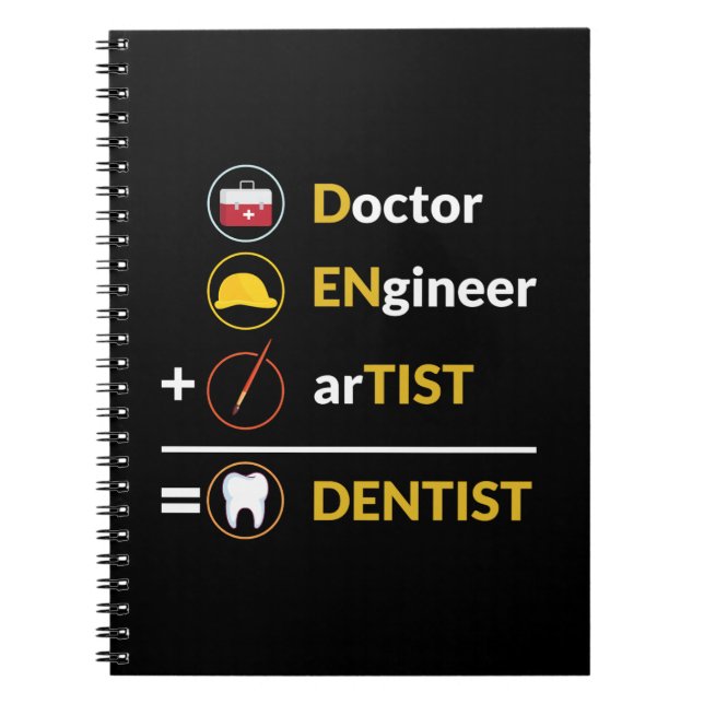 Caderno Espiral Doutor + Engenheiro + Artista = Dentista Engraçado (Frente)