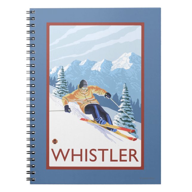 Caderno Espiral Downhill Snow Skier - Assobiador, BC Canadá (Frente)
