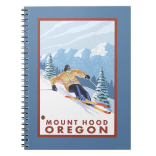 Caderno Espiral Downhill Snow Skier - Monte Hood, Oregon