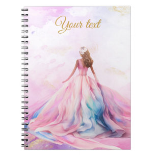 Caderno Espiral Doze Anos Rosa e Dourado