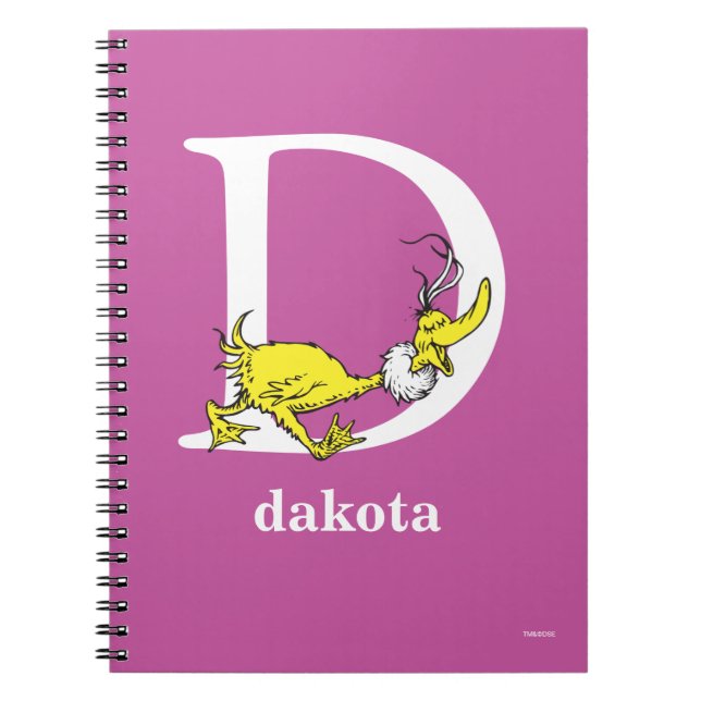 Caderno Espiral Dr. Seuss ABC: Letra D - Branco | Adicione seu nom (Frente)