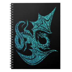 Caderno Espiral Dragão azul do brilho