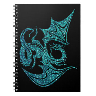 Caderno Espiral Dragão azul do brilho