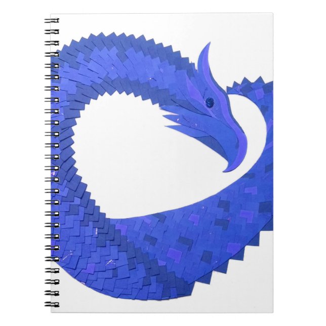Caderno Espiral Dragão azul no branco (Frente)