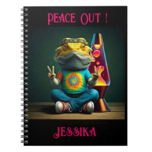 Caderno Espiral Dragão Barbudo Hippie Paz Retro Personalizado