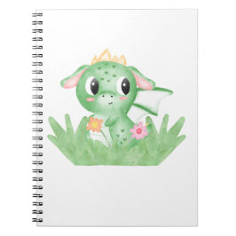 Caderno Espiral Dragão-Bebê Cachorro Aquarela