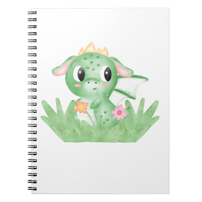 Caderno Espiral Dragão-Bebê Cachorro Aquarela (Frente)