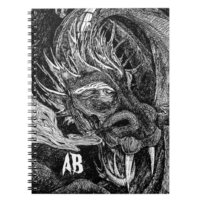 Caderno Espiral Dragão;bloco de anotações (Frente)