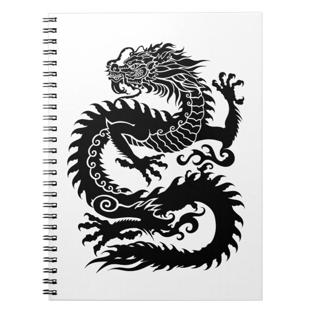 Caderno Espiral Dragão chinês tradicional (Frente)