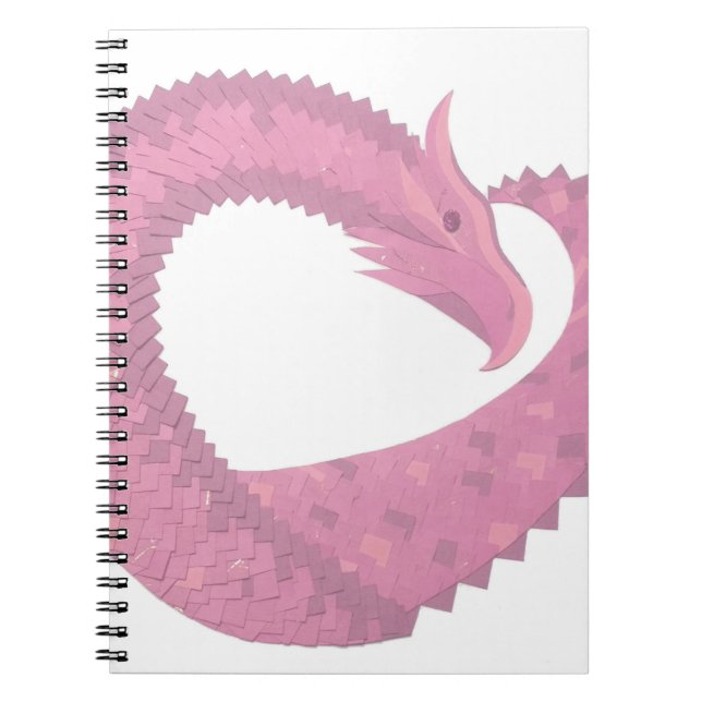 Caderno Espiral Dragão cor-de-rosa em branco (Frente)