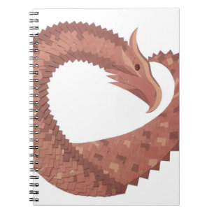Caderno Espiral Dragão-coração castanho em branco