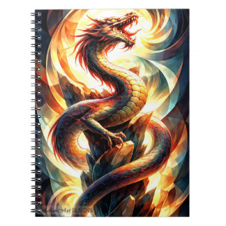 Caderno Espiral Dragão de Fogo Celestial Espiral Fantasia