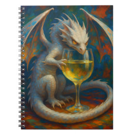 Caderno Espiral Dragão de Marfim Fofo & Arte de Fantasia com Vinho