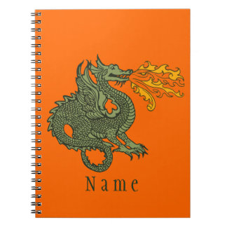 Caderno Espiral Dragão de respiração do fogo
