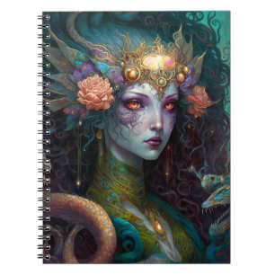 Caderno Espiral Dragão Deusa Rainha Fantasia Arte