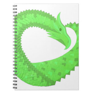 Caderno Espiral Dragão do coração do verde limão em branco