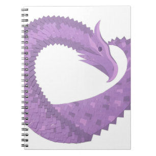 Caderno Espiral Dragão do coração roxo lavanda em branco